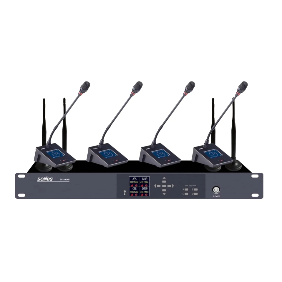 SC-A404U UHF Wireless Conference With 4 Desktop Mic Unit SC-A404U UHF Wireless Conference With 4 Desktop Mic Unit